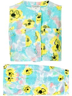 Chanel Pre-Owned укороченный топ с цветочным принтом