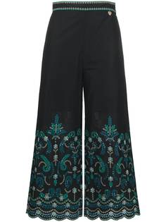 Twin-Set укороченные брюки с цветочной вышивкой