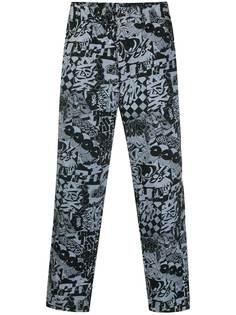 Black Comme Des Garçons брюки прямого кроя с принтом граффити