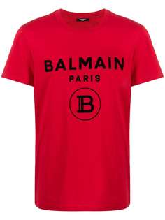 Balmain футболка с фактурным логотипом