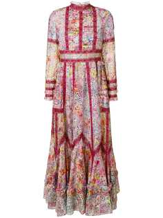 Valentino платье с цветочным рисунком и кружевными вставками