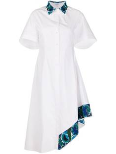 Loewe платье-рубашка асимметричного кроя с цветочной вышивкой