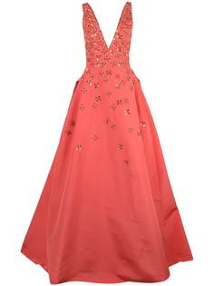 Carolina Herrera вечернее платье с цветочной вышивкой