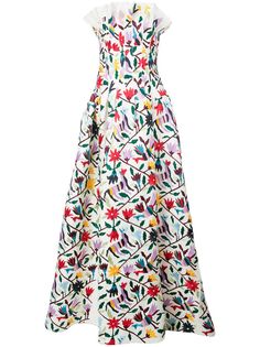 Carolina Herrera платье без бретелей с цветочным принтом