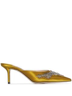 Jimmy Choo yellow Rav 65 crystal embellished satin mules