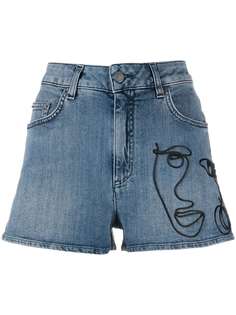 Moschino джинсовые шорты Cornely с вышивкой