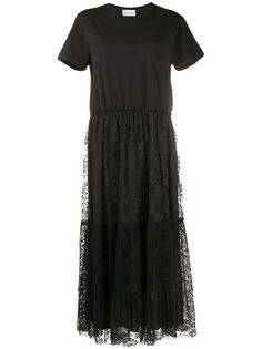 RedValentino платье-футболка с кружевной вставкой