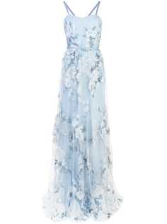 Marchesa Notte платье из тюля с цветочным принтом