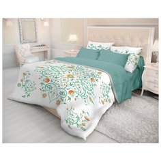 Постельное белье евростандарт Волшебная ночь Fancy 716269 ранфорс белый/зеленый