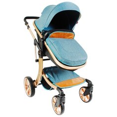 Коляска-трансформер Farfello Aimile 608-02-C blue, цвет шасси: золотистый