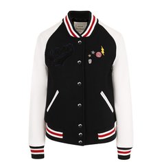 Шерстяной бомбер с контрастными кожаными рукавами Zadig&Voltaire