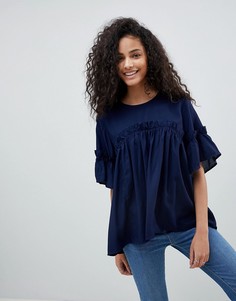 Свободный топ с оборкой ASOS-Зеленый