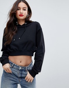 Укороченный худи черного цвета ASOS DESIGN-Черный
