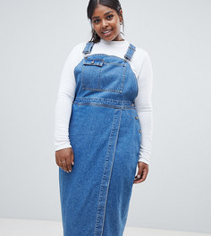Синий джинсовый сарафан миди ASOS DESIGN Curve