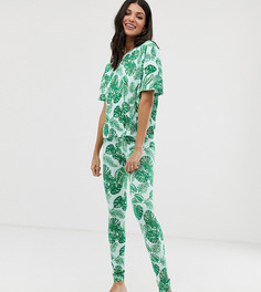 Пижамный комплект с пальмовым принтом ASOS DESIGN Tall-Мульти