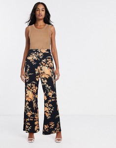 Широкие брюки от комплекта с цветочным принтом ASOS DESIGN-Мульти