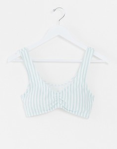 Бикини-топ в полоску со сборками Hollister-Синий
