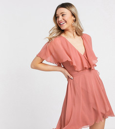 Розовое платье мини с кейпом и асимметричным подолом ASOS DESIGN-Розовый