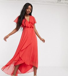 Красное платье макси с асимметричным краем ASOS DESIGN-Красный