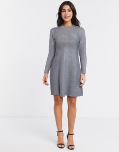 Серое короткое приталенное платье Vero Moda-Серый
