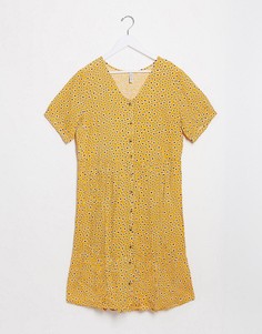 Желтое свободное платье на пуговицах с цветочным принтом Blend She-Желтый