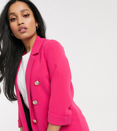 Розовый длинный пиджак в стиле милитари на пуговицах River Island Petite