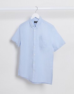 Голубая оксфордская рубашка с короткими рукавами Burton Menswear-Синий