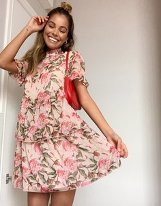 Розовое свободное платье мини River Island-Фиолетовый