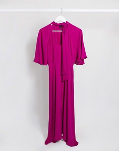 Фиолетовое платье миди с расклешенными рукавамии River Island-Фиолетовый