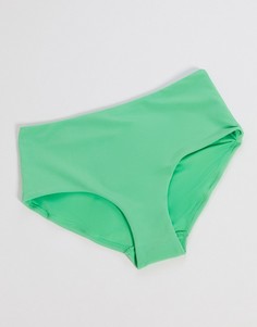 Неоново-зеленые плавки бикини в рубчик с завышенной талией Weekday-Зеленый
