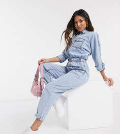 Синий джинсовый комбинезон на молнии New Look Petite