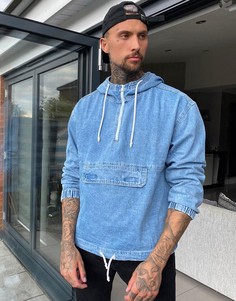 Худи из денима Bershka-Синий