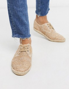 Светло-бежевые плетеные эспадрильи на шнуровке ASOS DESIGN-Светло-бежевый