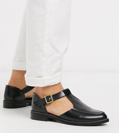 Черные кожаные туфли для широкой стопы ASOS DESIGN-Черный