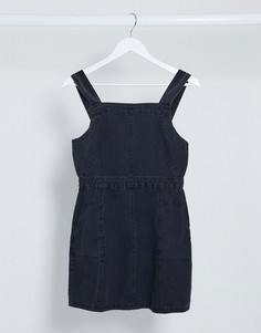 Черный мягкий джинсовый сарафан ASOS DESIGN