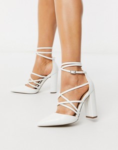 Белые туфли на высоком блочном каблуке ASOS DESIGN-Белый