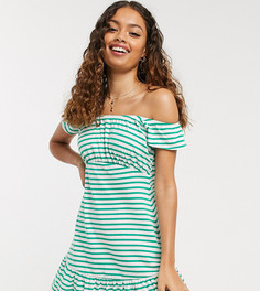 Бело-зеленый сарафан мини в полоску ASOS DESIGN Petite-Мульти