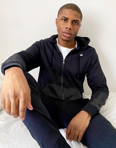 Черный худи на молнии в стиле милитари Nike