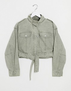 Куртка с завязками на талии ASOS DESIGN-Синий