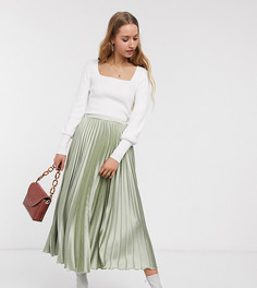Зеленая плиссированная юбка миди ASOS DESIGN Tall-Зеленый