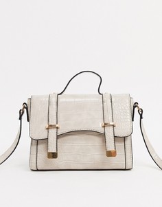Сумка сэтчел через плечо кремового цвета ASOS DESIGN-Кремовый