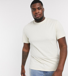 Бежевая футболка из органического хлопка с круглым вырезом ASOS DESIGN Plus-Бежевый