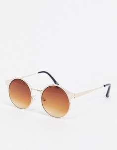 Золотистые круглые солнцезащитные очки ASOS DESIGN-Золотой