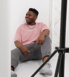 Розовая футболка в стиле oversized из органического хлопка с надписью ASOS DESIGN Plus-Розовый