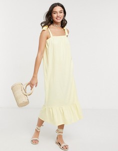 Желтый сарафан миди на бретельках ASOS DESIGN