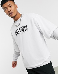 Белый меланжевый oversized-свитшот с сетчатым слоем ASOS DESIGN