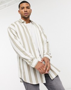 Светло-бежевая oversized-рубашка в полоску в стиле 90-х ASOS DESIGN-Бежевый
