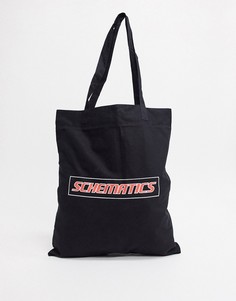 Черная сумка-тоут из органического хлопка с принтом ASOS DESIGN-Черный