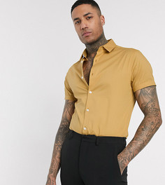 Приталенная рубашка горчичного цвета с короткими рукавами ASOS DESIGN Tall-Желтый