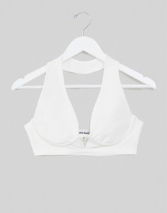 Белый бикини-топ на косточках на одно плечо Public Desire